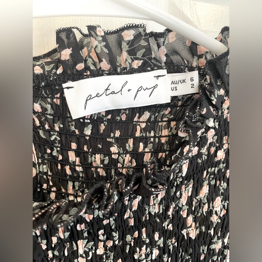 Petal & Pup black floral midi dress, size 2 - Picture 2 of 5